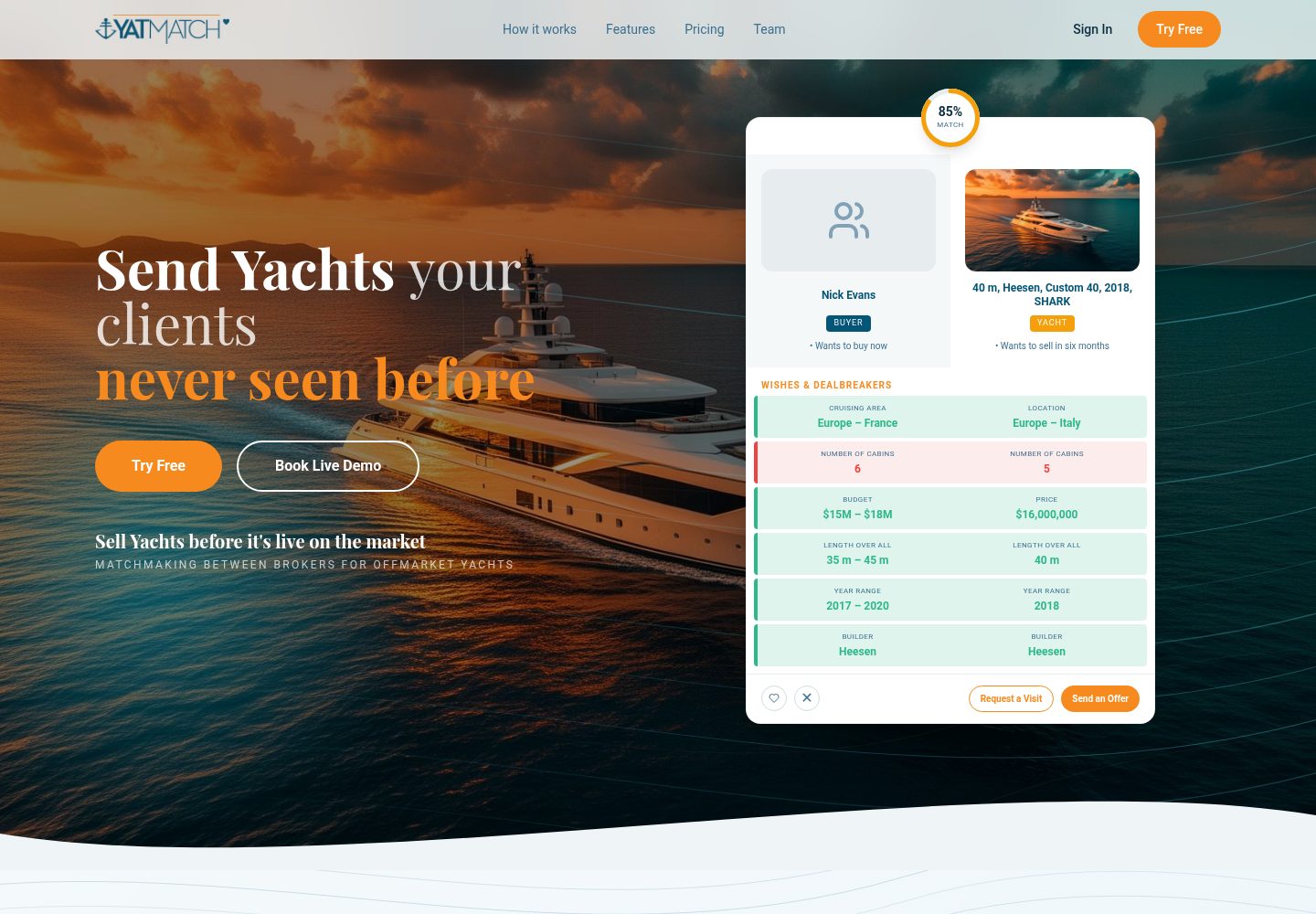 Yatmatch public website screenshot