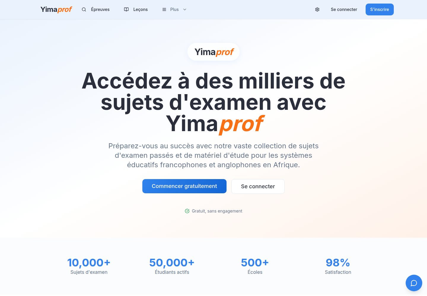 Yimaprof public website screenshot