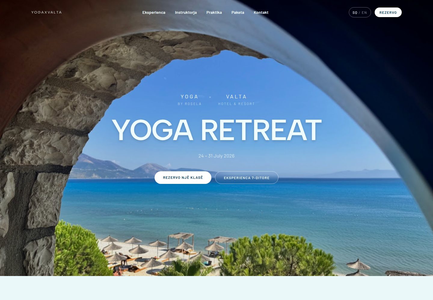 Yoga x Valta public website screenshot