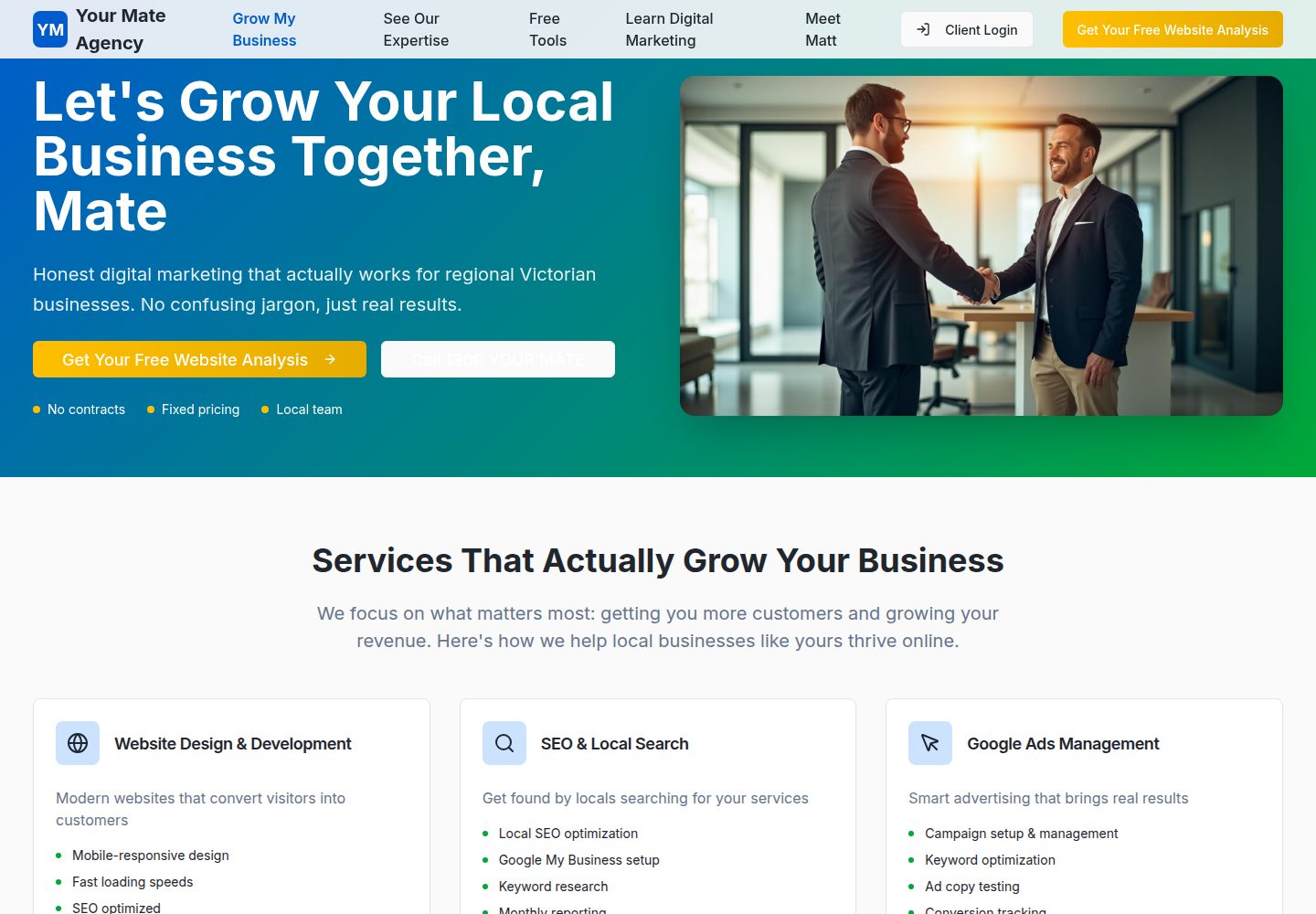 Your Mate Agency public website screenshot