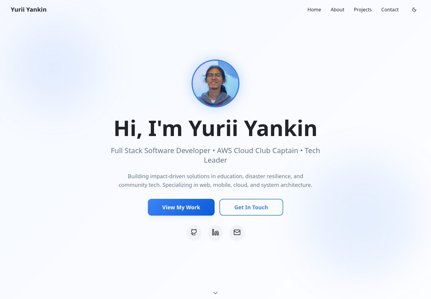 Yurii Yankin public website screenshot
