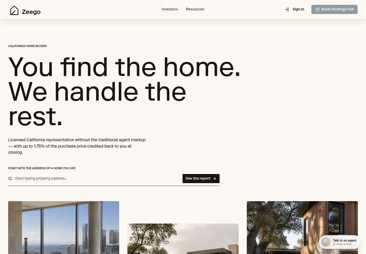 Zeego public website screenshot