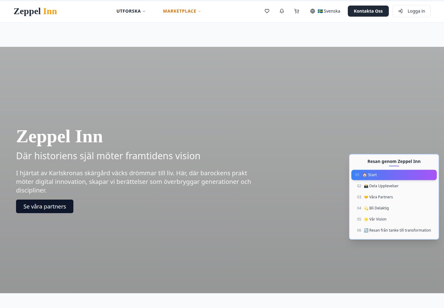 Zeppel Inn public website screenshot