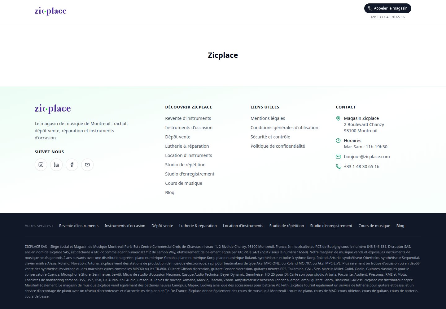 Zicplace public website screenshot