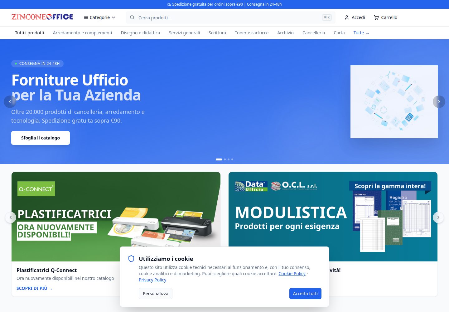 Zinconeoffice public website screenshot